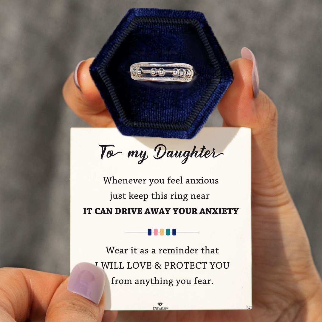 __ For Daughter - S925 Away Your Anxiety Two Layer Beads Fidget Ring- Adjustable__