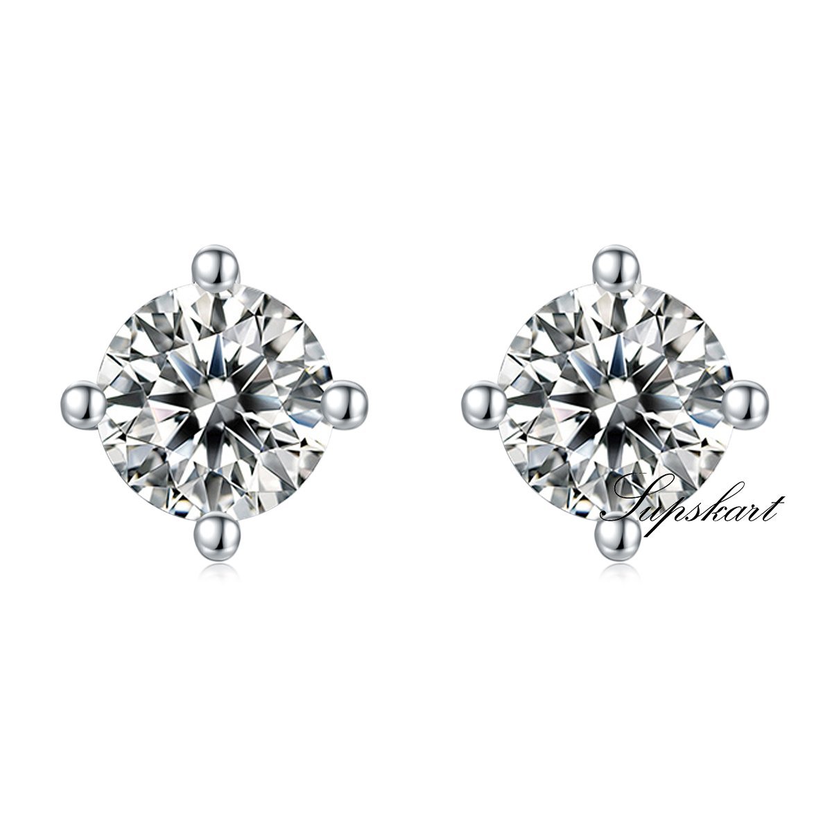 Classic Four Prong CVD Diamond Necklace Stud Jewlery Set - supskart