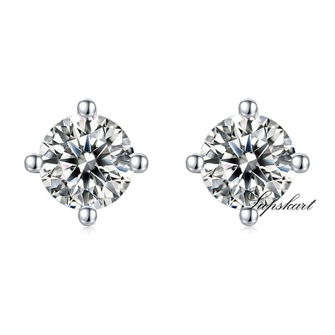 Classic Four Prong CVD Diamond Necklace Stud Jewlery Set - supskart