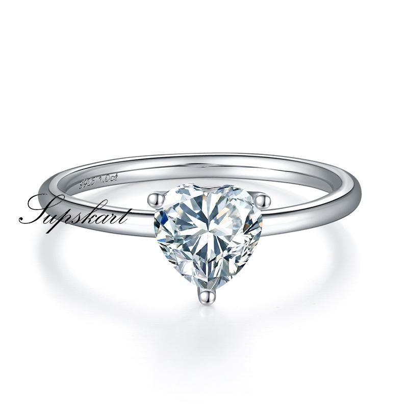 Classic Heart CVD Diamonds Ring-D color VVS - supskart