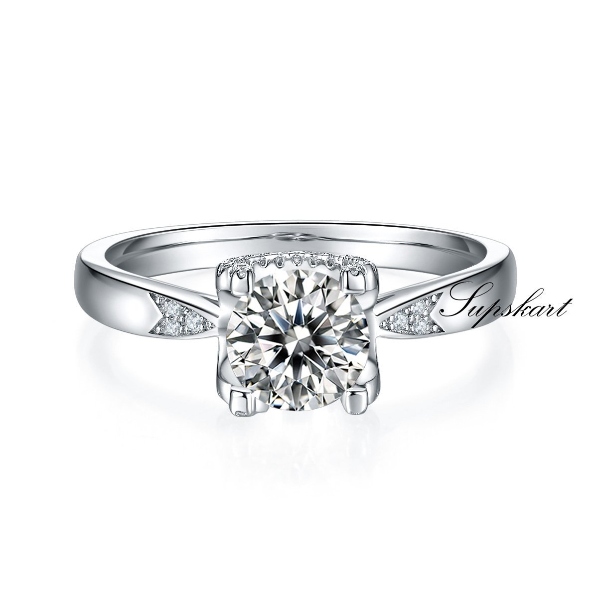 Classic Ox Head Swallow Tail With Micro Inlay CVD Dimond Ring-D color VVS - supskart