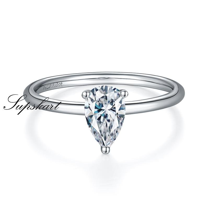 Classic Pear Shaped CVD Diamonds Ring-D color VVS - supskart