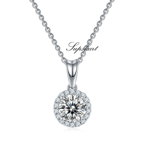 Classic Round CVD Diamond Necklace Stud Jewlery Set - supskart