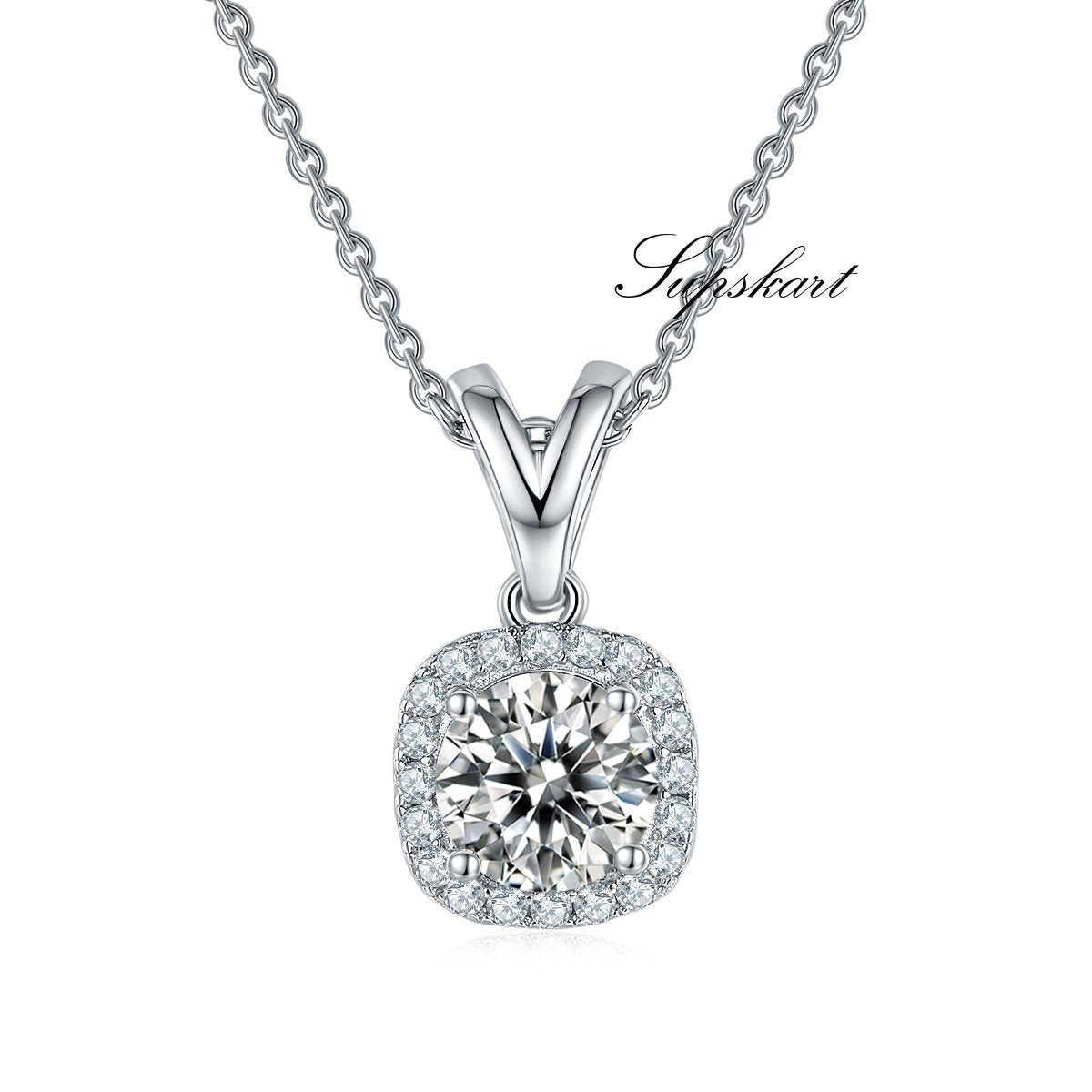 Classic Square CVD Diamond Necklace Stud Jewlery Set - supskart