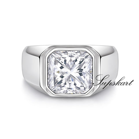 Classic Style Men's CVD Diamonds Men's Ring - Asscher Cut - supskart