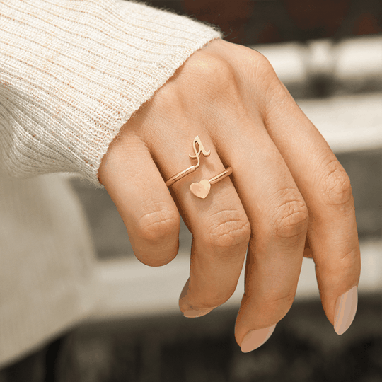 __Promotion 48% OFF____To My Granddaughter, Dainty Initial Heart Ring