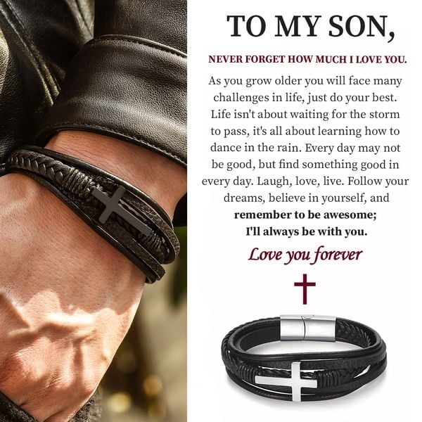 Promotion 49% OFF--🎁To My Son Love You Forever Cross Bracelet