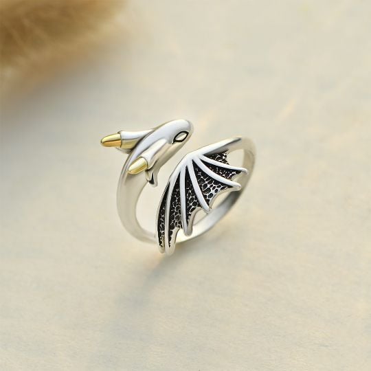 Be Bold, Be Strong, Be Confident Dragon Adjustable Ring