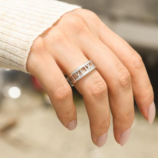 Last Day Promotion 49% OFF __ Personalized Roman Numerals Memorial Ring