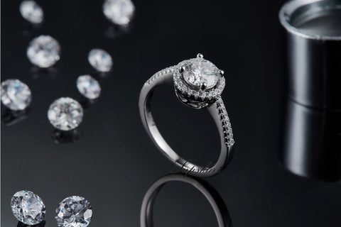 Four Prong Round CVD Diamond Ring-D color VVS - supskart