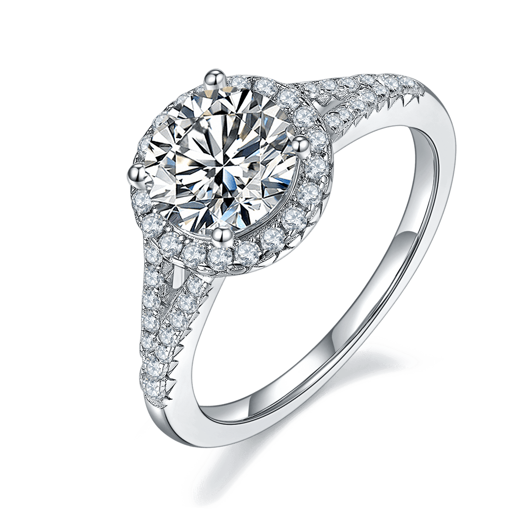 Four Prong Round Two Row CVD Diamond Ring-D color VVS - supskart