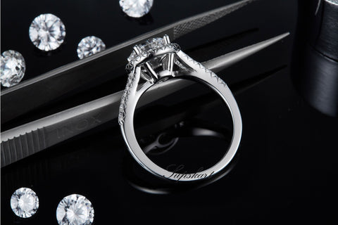 Four Prong Round Two Row CVD Diamond Ring-D color VVS - supskart