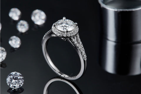 Four Prong Round Two Row CVD Diamond Ring-D color VVS - supskart