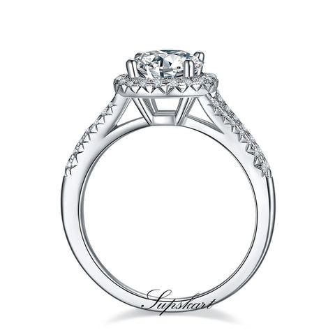 Four Prong Round Two Row CVD Diamond Ring-D color VVS - supskart