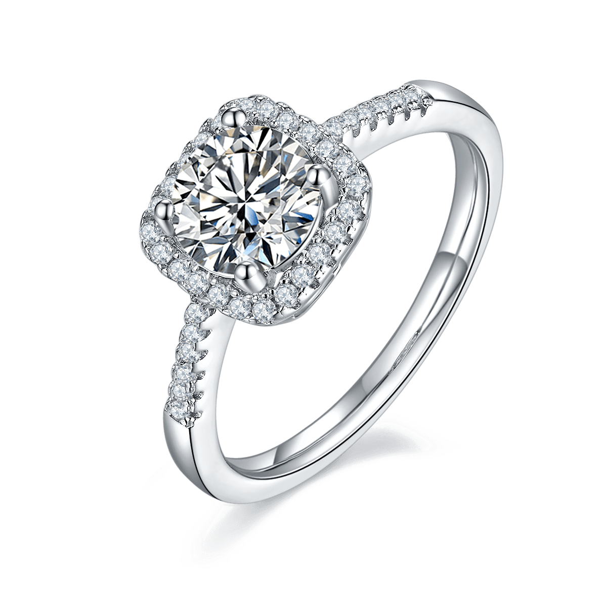 Four Prong Square One Row CVD Diamond Ring-D color VVS - supskart