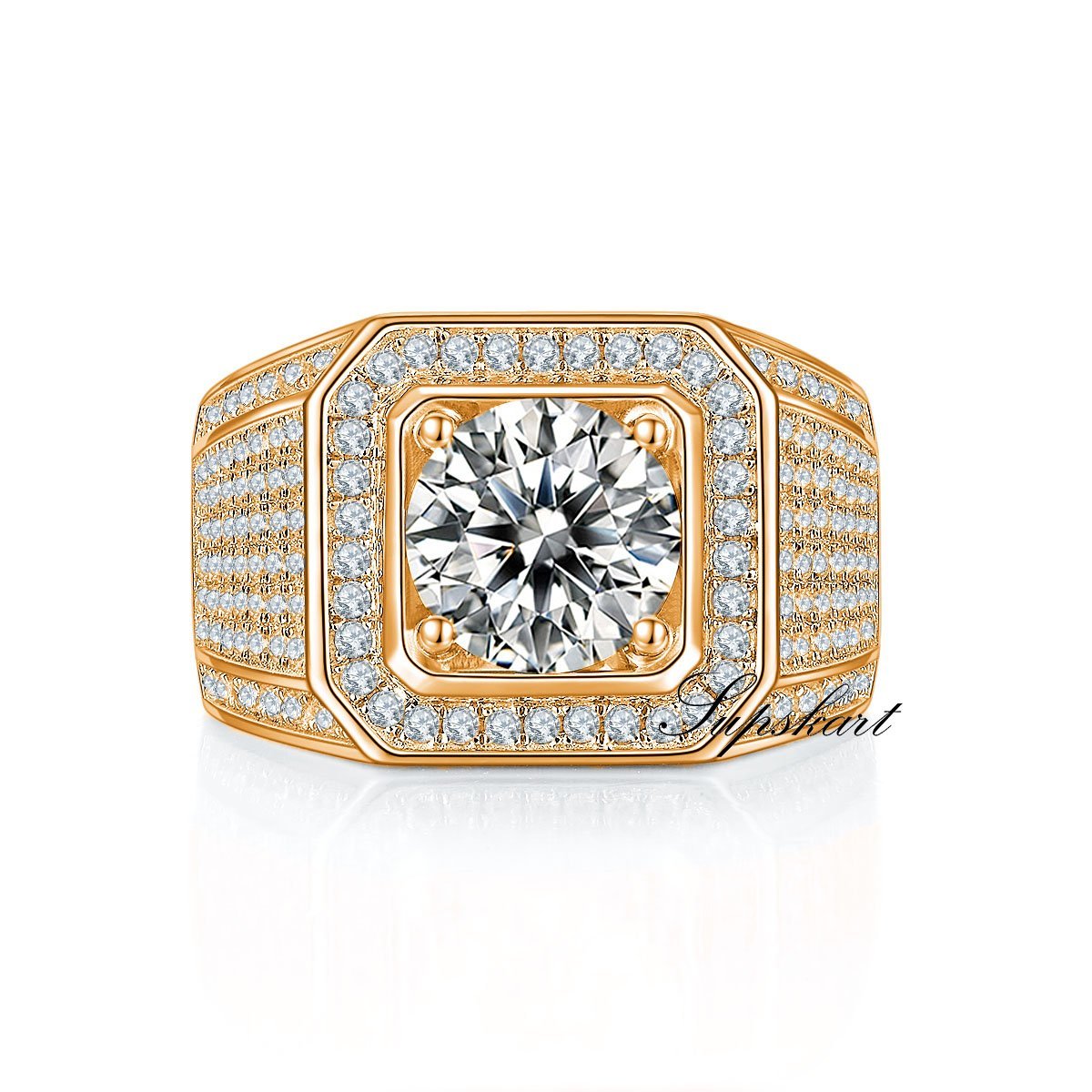 Gold Super Luxury Full CVD Diamonds Men's Ring - supskart