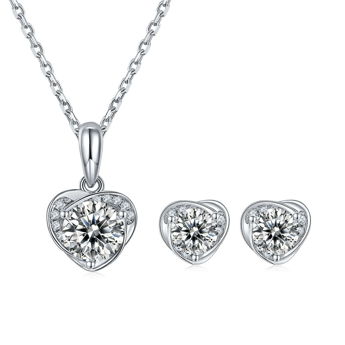 "Happy Mond” CVD Diamond Necklace Stud Jewlery Set - supskart