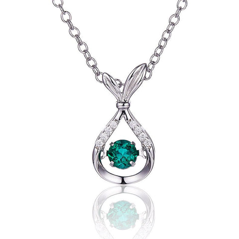 Lab Created Emerald Mermaid Tail Sterling Silver Necklace - supskart