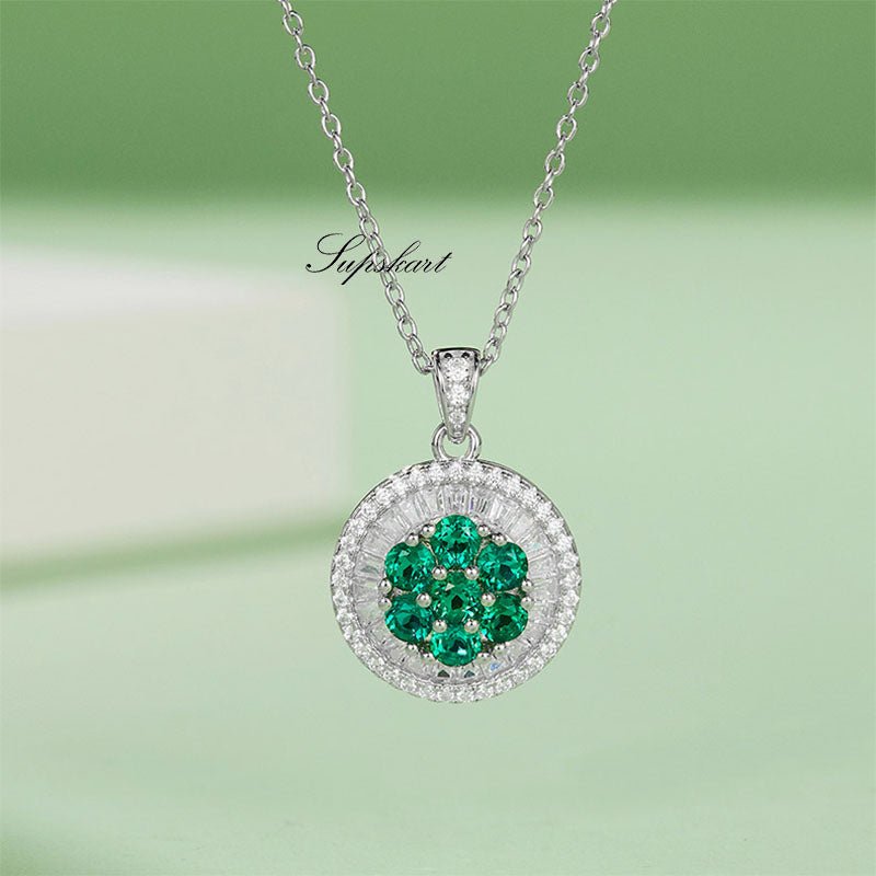 Lab Created Sun Flower Sterling Silver Necklace - supskart