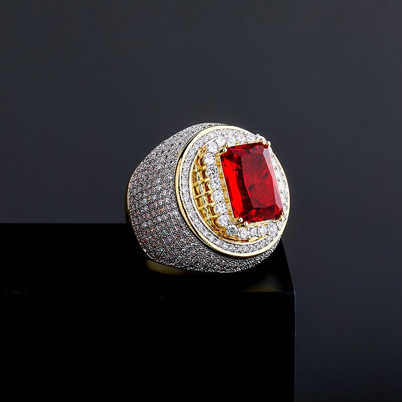 Luxury Big Red Zircon Stone Geometric Ring - supskart