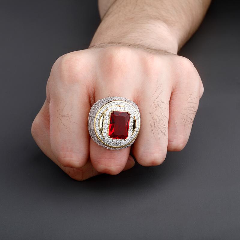 Luxury Big Red Zircon Stone Geometric Ring - supskart