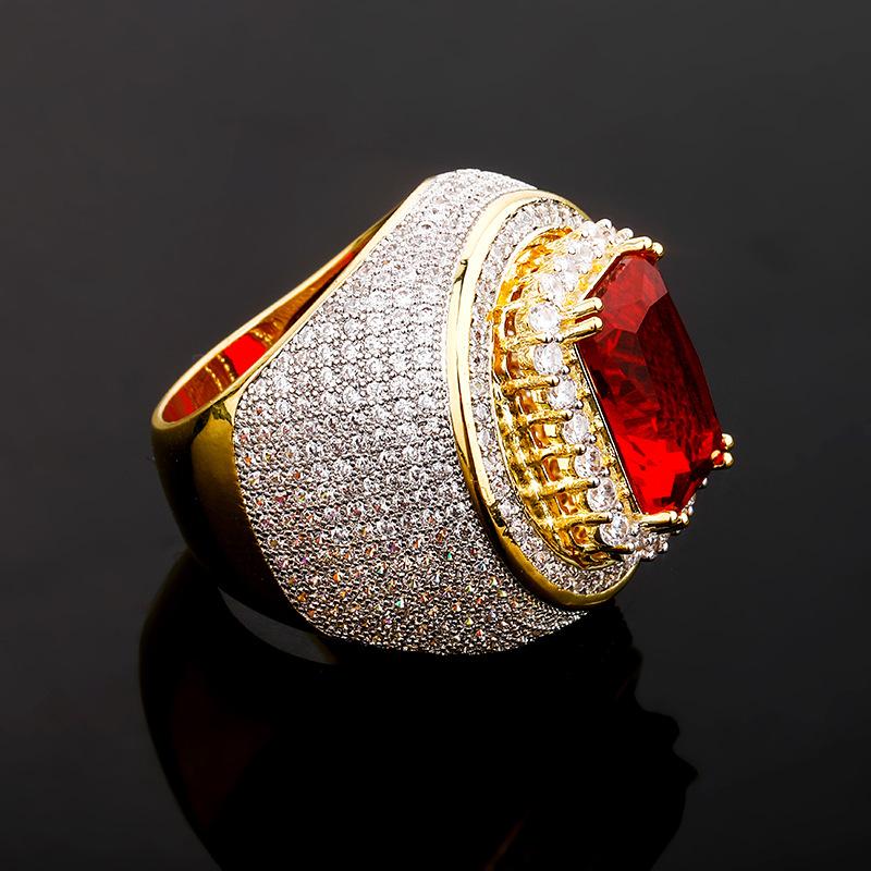 Luxury Big Red Zircon Stone Geometric Ring - supskart