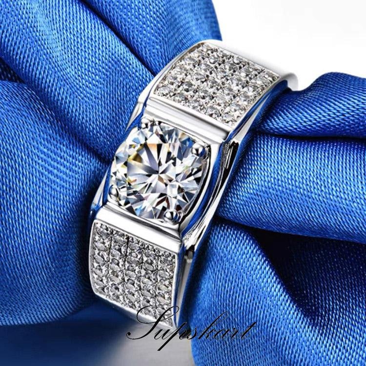 Luxury Five Row CVD Diamonds Men's Ring - supskart