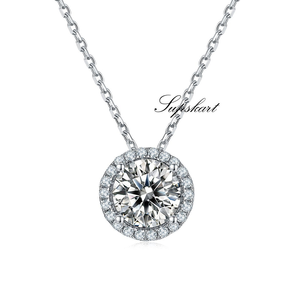 Luxury Round CVD Diamond Necklace Stud And Bracelet Jewlery Set - supskart