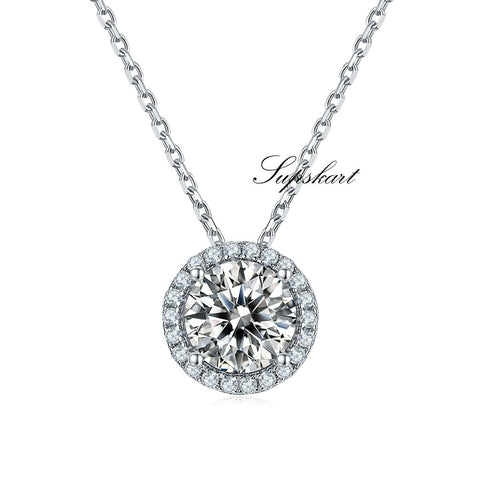 Luxury Round CVD Diamond Necklace Stud And Bracelet Jewlery Set - supskart