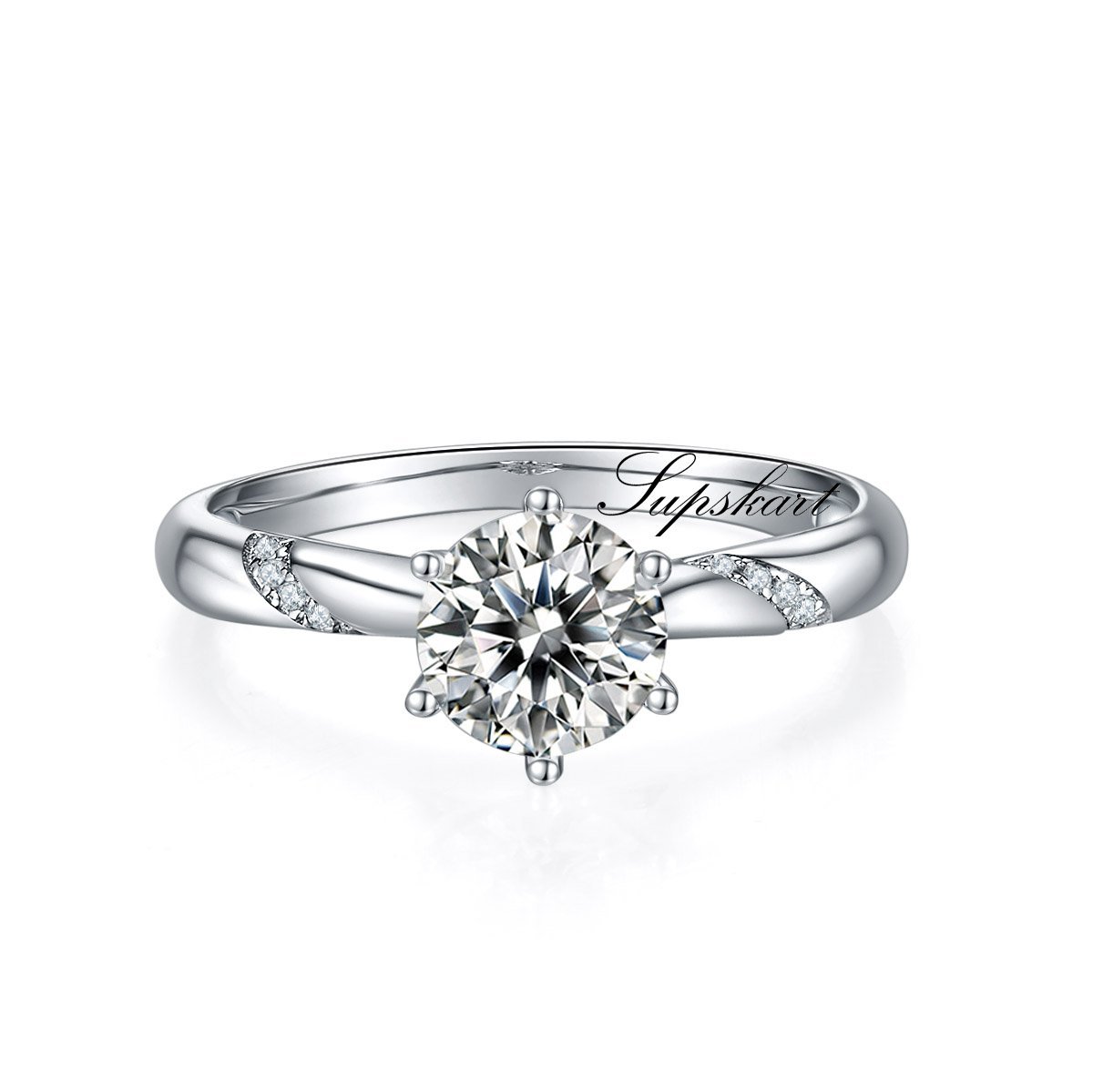 Micro Inlay Six Prong Solitaire CVD Diamond Ring-D color VVS - supskart