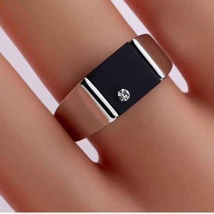 Natural Black Agate Stone 925 Silver Man Ring - supskart