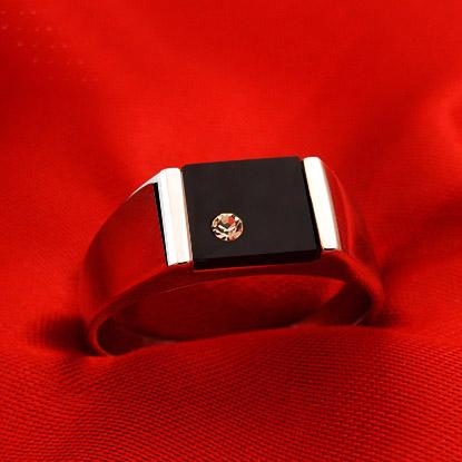 Natural Black Agate Stone 925 Silver Man Ring - supskart