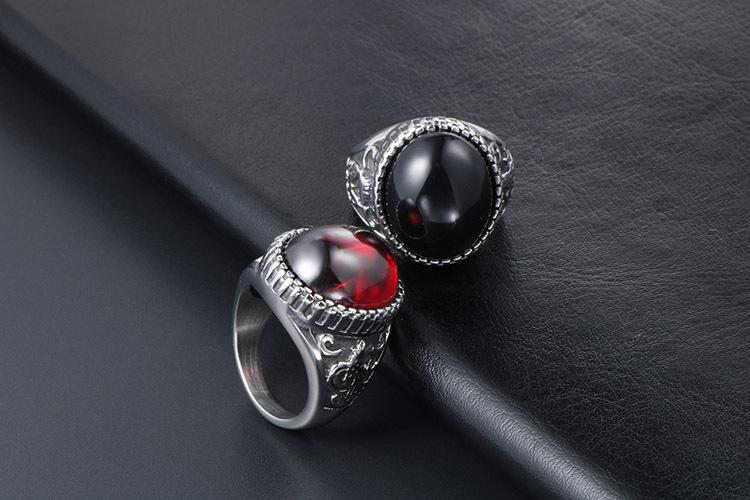 Natural Garnet Stone Titanium Man Ring - supskart