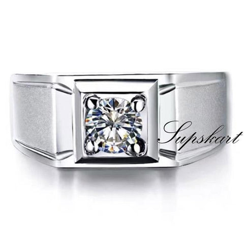 Simple Style Matt CVD Diamonds Men's Ring - supskart