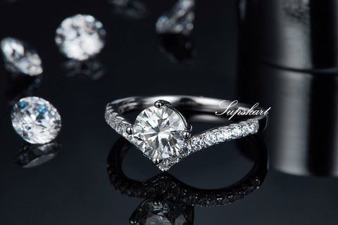 Single V-Shape CVD Diamond Ring-D color VVS - supskart