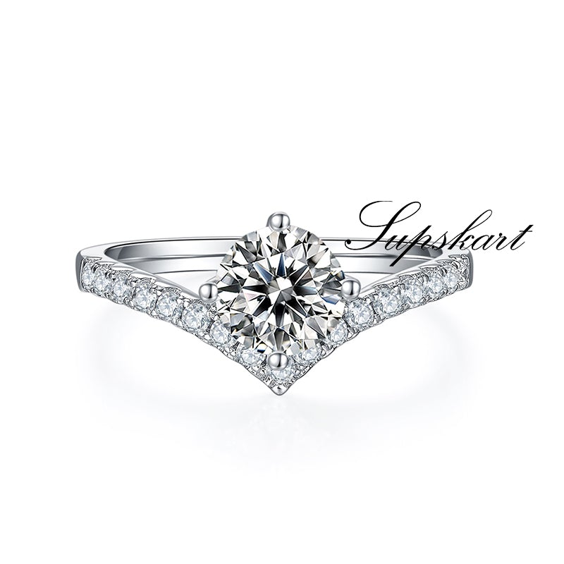 Single V-Shape CVD Diamond Ring-D color VVS - supskart