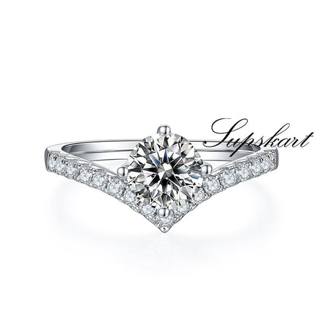 Single V-Shape CVD Diamond Ring-D color VVS - supskart