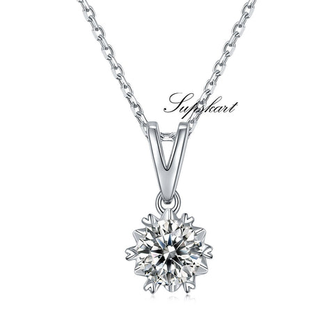 Snowflake Style CVD Diamond Necklace Stud Jewlery Set - supskart