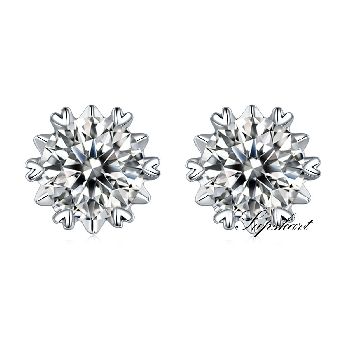 Snowflake Style CVD Diamond Necklace Stud Jewlery Set - supskart