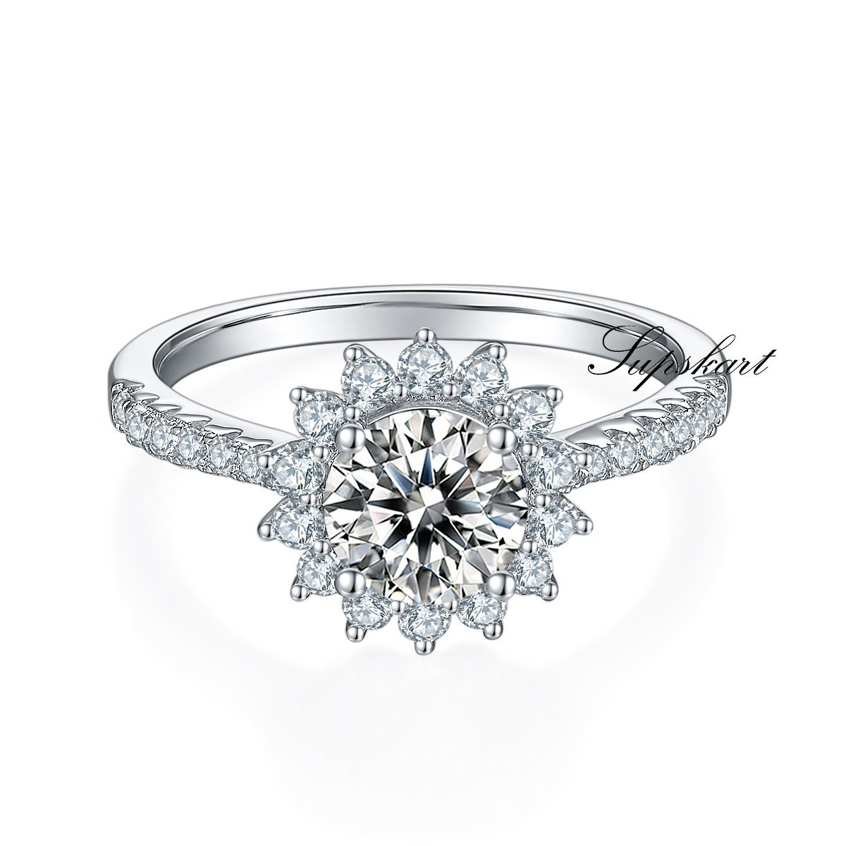 Sun Flower CVD Diamond Ring-D color VVS - supskart