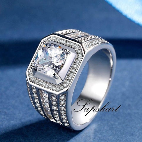 Super Luxury Full CVD Diamonds Men's Ring - supskart