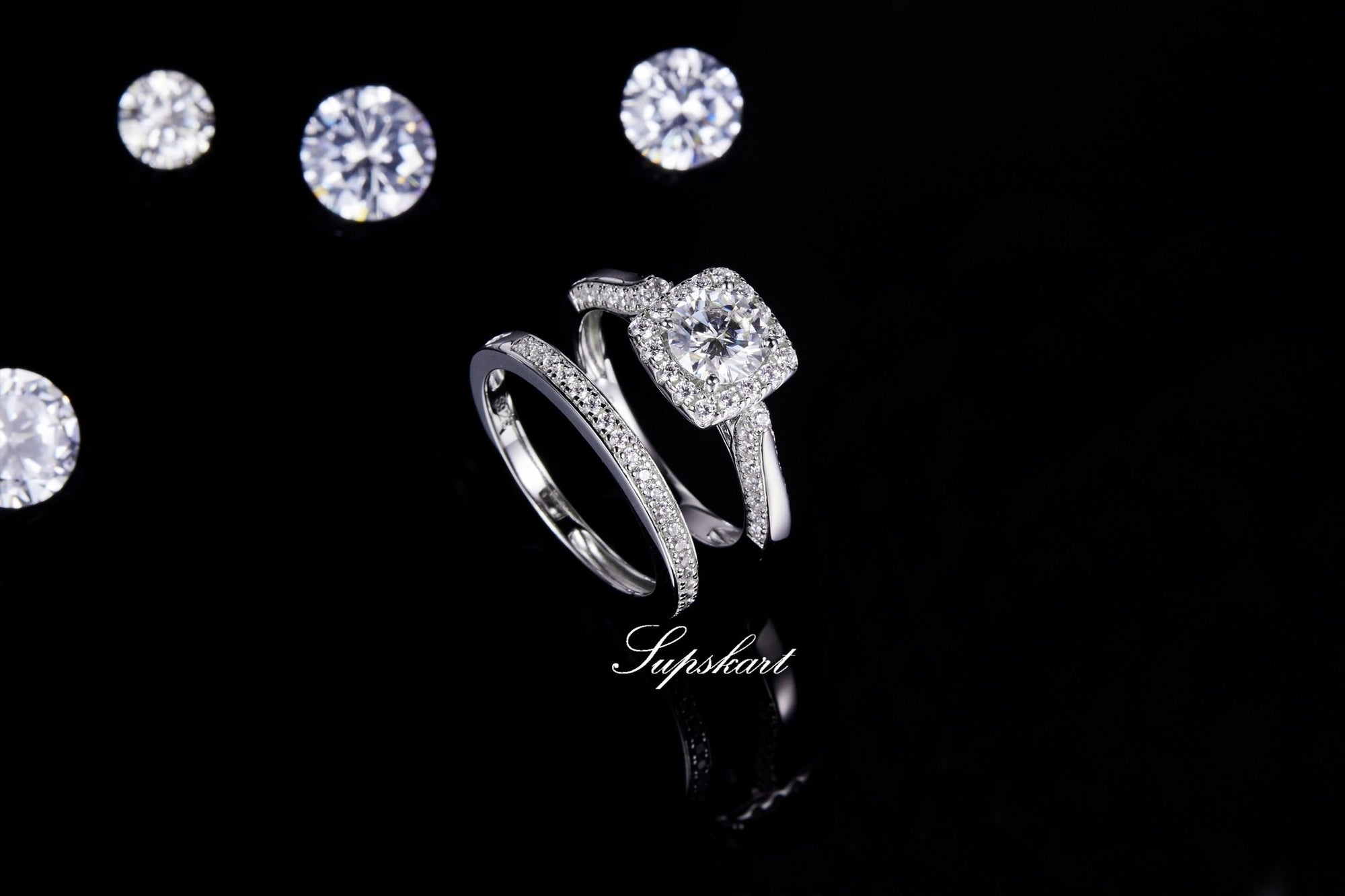 Supskart CVD Diamond Bridal Ring Sets- SUP023 - supskart