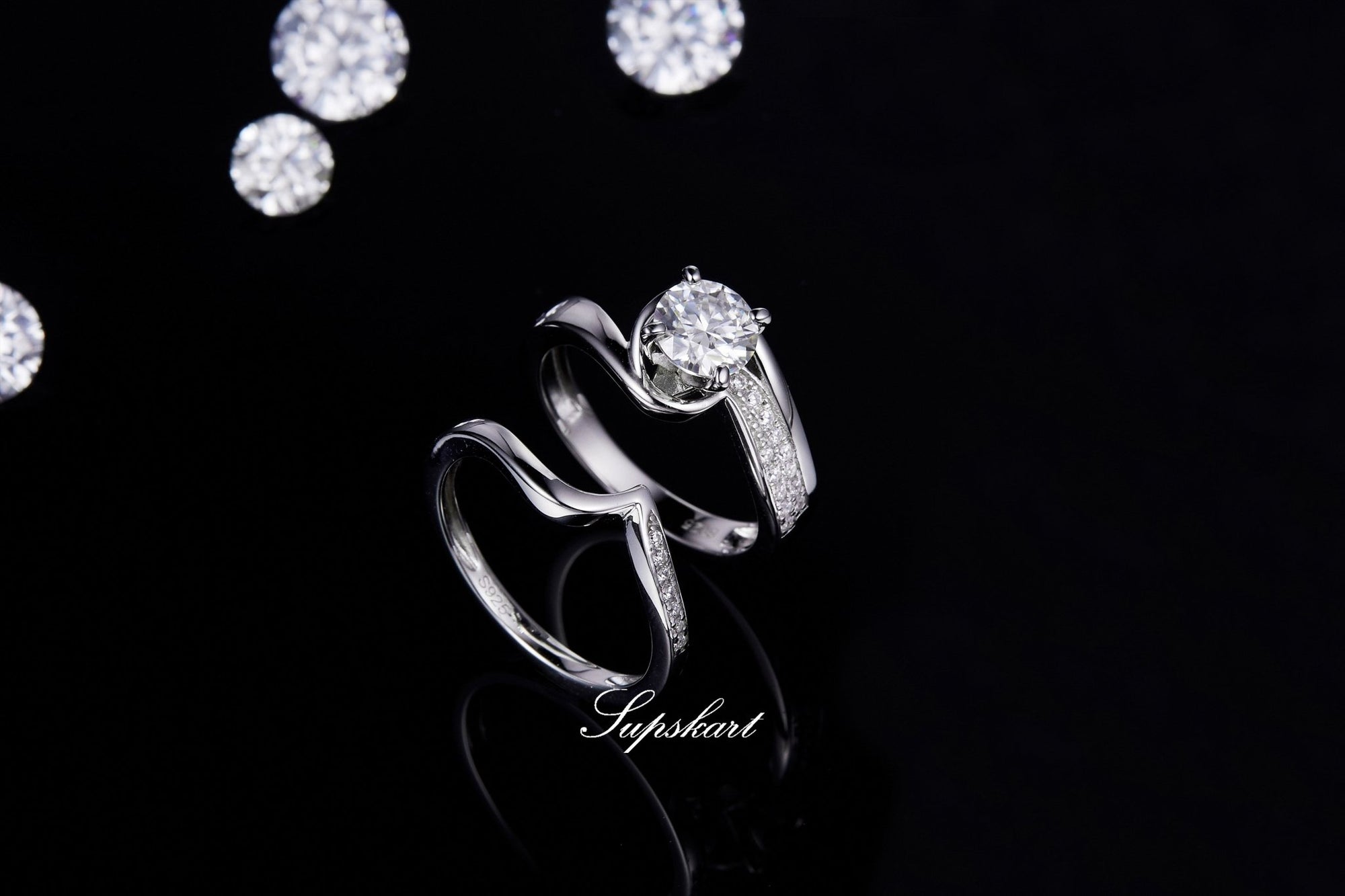 Supskart CVD Diamond Bridal Ring Sets- SUP026 - supskart