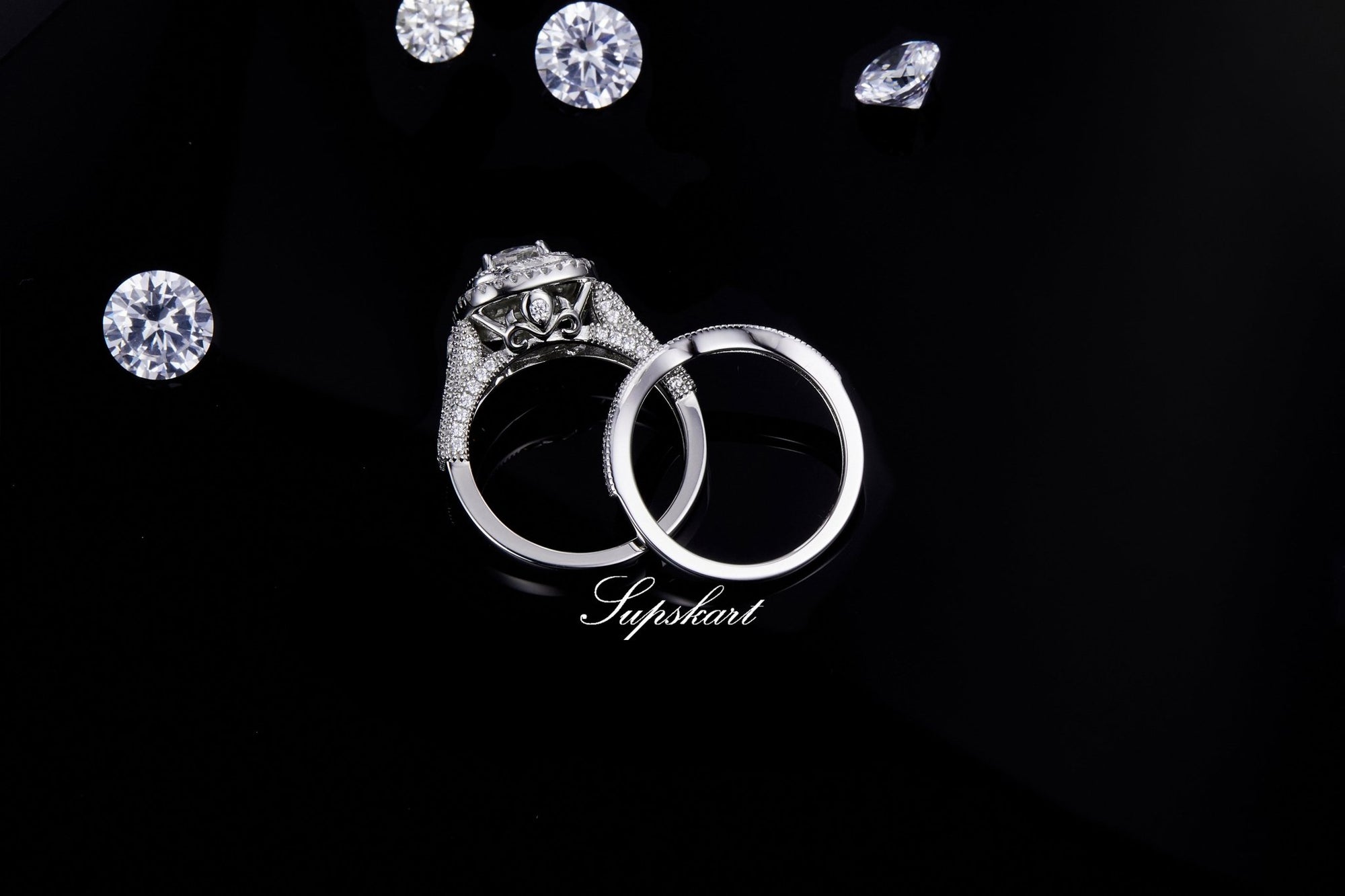 Supskart CVD Diamond Bridal Ring Sets- SUP029 - supskart