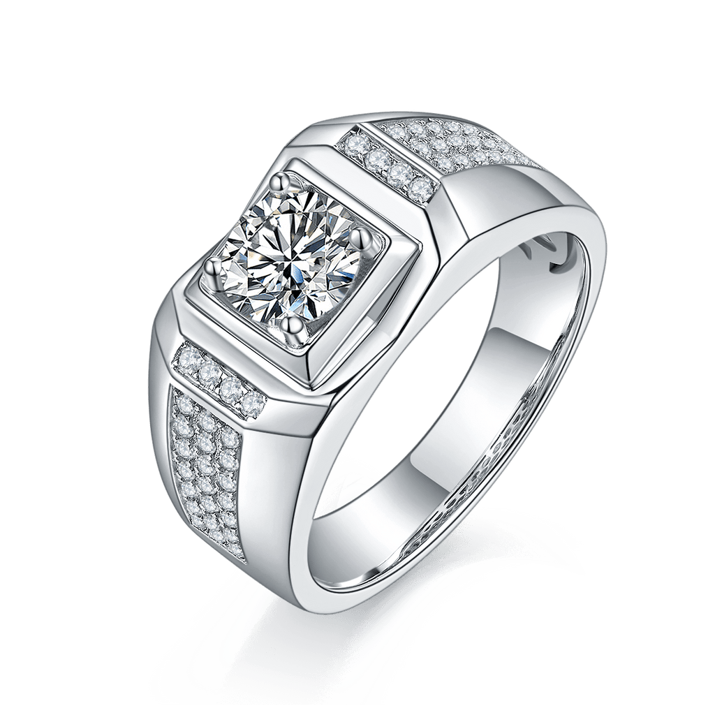 Three Rows Of CVD Diamonds Delicate Men's Ring - supskart