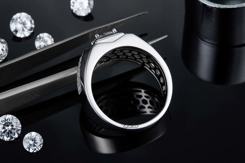 Three Rows Of CVD Diamonds Delicate Men's Ring - supskart