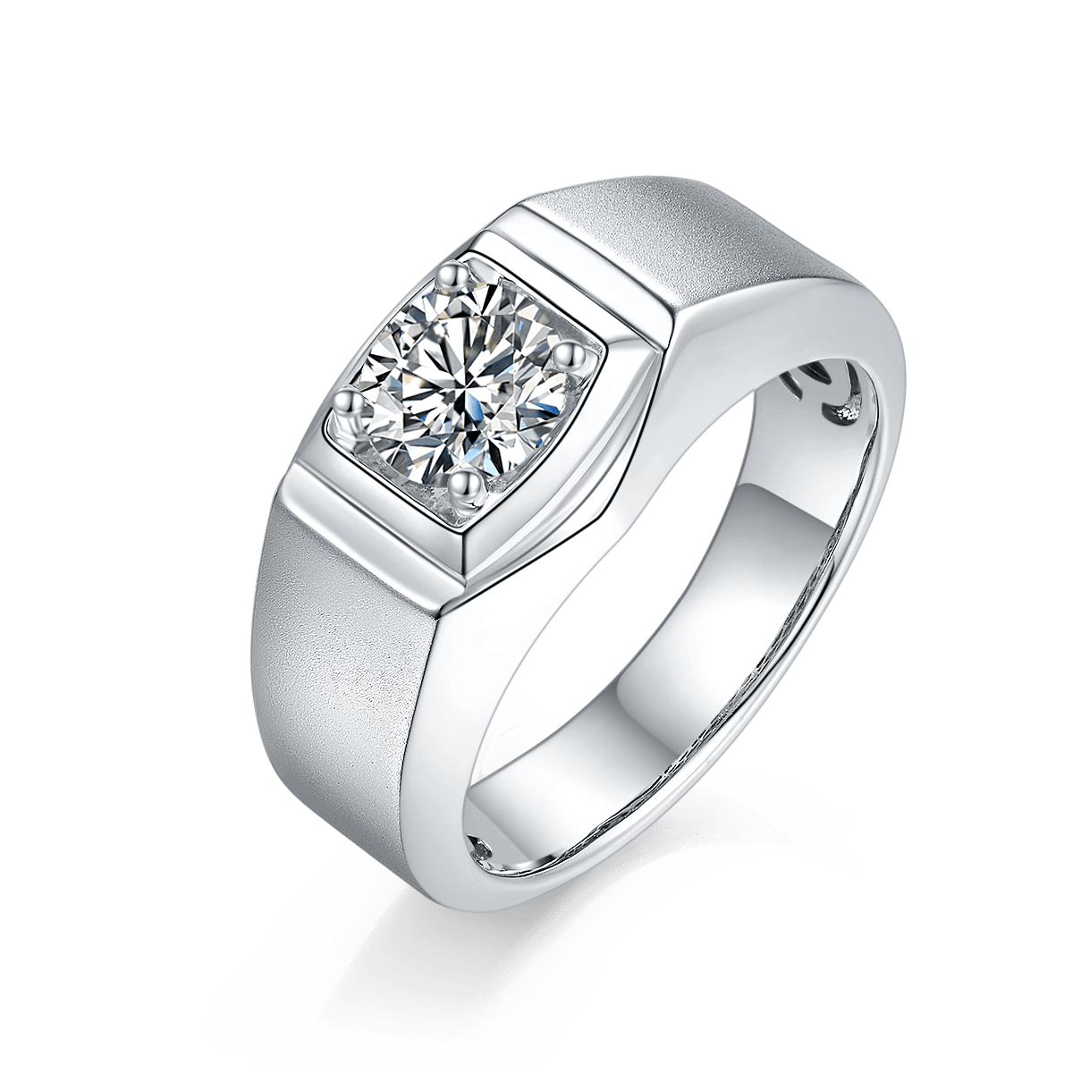 Two Diamond Row Men's CVD Diamond Ring - Matte Surface - supskart