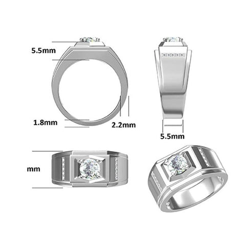 Two Diamond Row Men's CVD Diamond Ring - Matte Surface - supskart