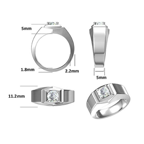 Two Diamond Row Men's CVD Diamond Ring - Matte Surface - supskart