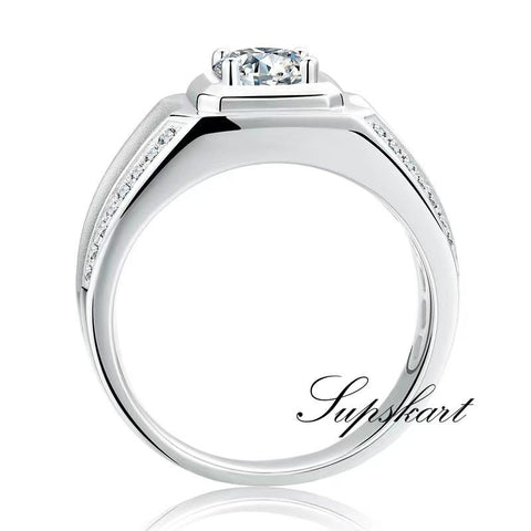 Two Row Design CVD Diamonds Men's Engagement Ring - supskart